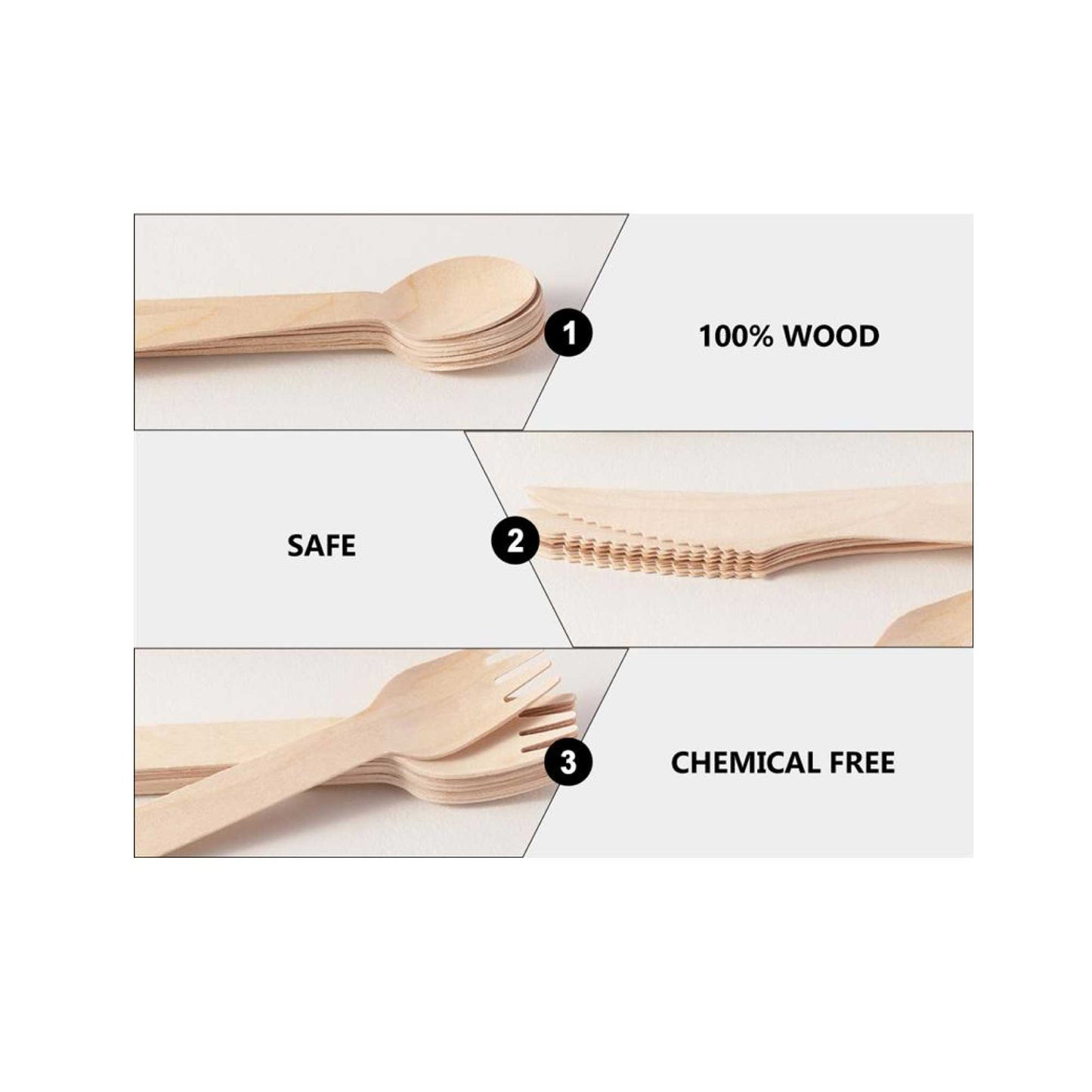 Bulk 1000 Wooden Cutlery Set - Disposable Biodegradable Eco Knives Forks Spoons - Concordia Style Boutique