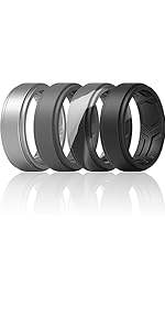 ThunderFit Silicone Wedding Rings for Men, Breathable Step Edge 2 Layer - 10 mm Width - 2.3 mm Thick - Concordia Style Boutique