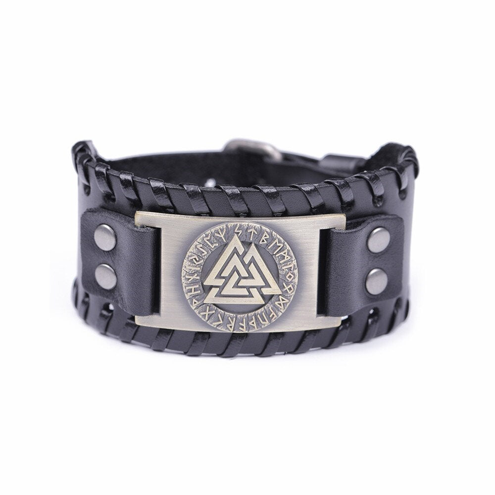 Metal Engraved Scandinavian Viking Nordic Runes Bracelet Men