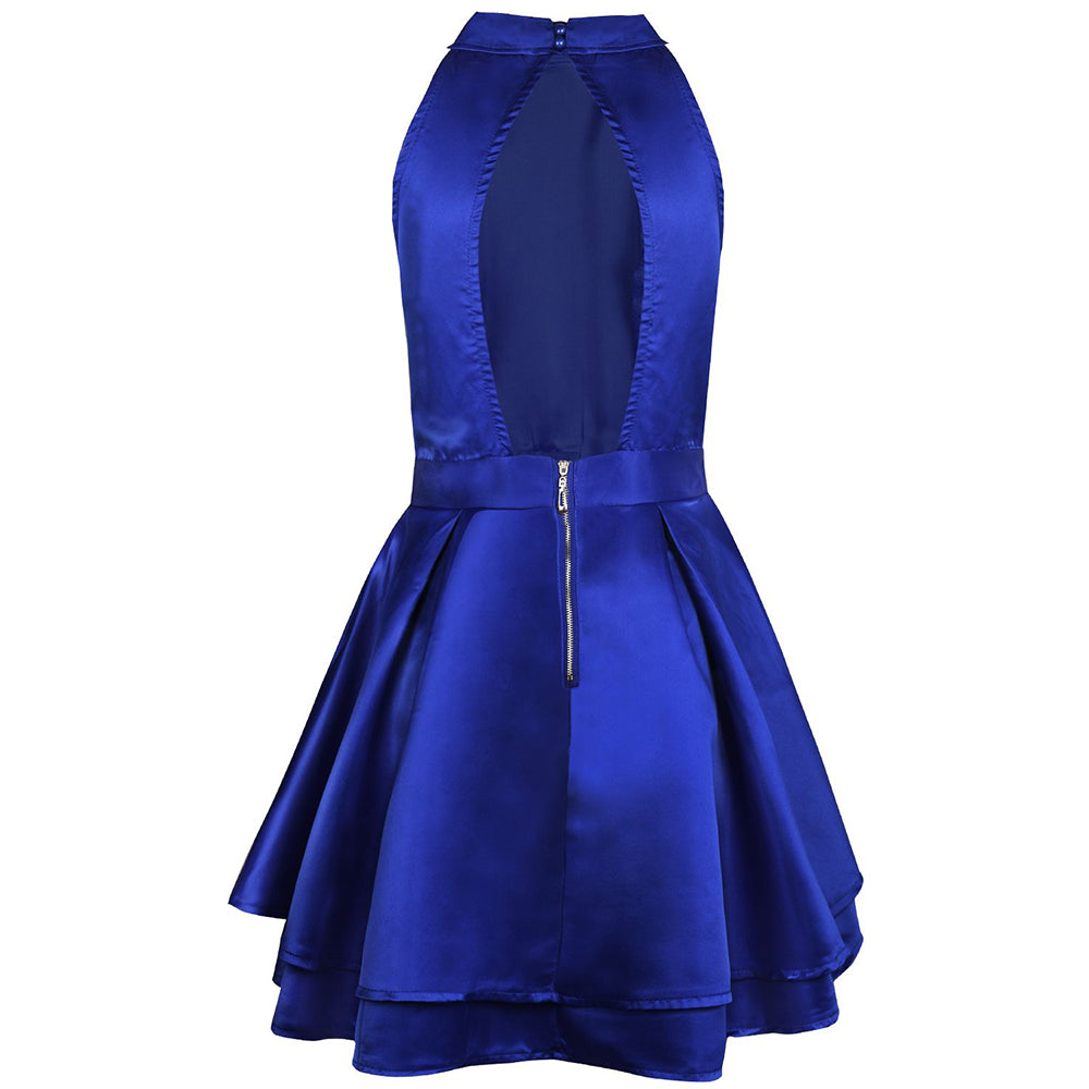 Blue Halter Neck Backless Skater Dress - Premium from Concordia Style Boutique - Just $21.85! Shop now at Concordia Style Boutique