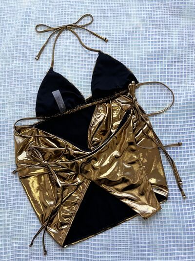 Tied Halter Neck Three-Piece Bikini Set - Concordia Style Boutique