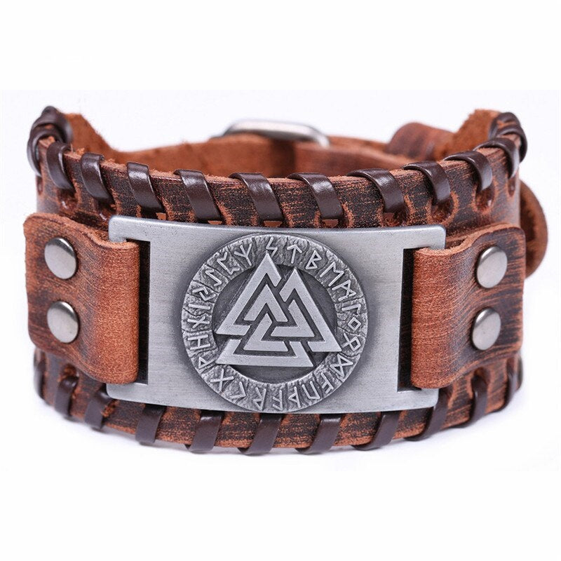 Metal Engraved Scandinavian Viking Nordic Runes Bracelet Men