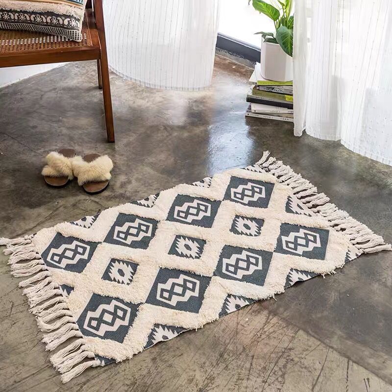 Retro Bohemian Hand Woven Cotton Linen Tassel Carpet Rug Bedside Rug Geometric Floor Mat Living Room Bedroom Carpet Home Decor - Premium from Concordia Style Boutique - Just $37.93! Shop now at Concordia Style Boutique