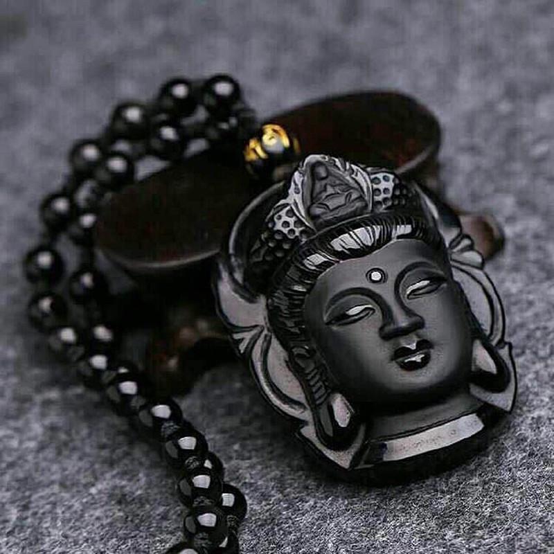 Natural Obsidian Buddah Pendant Necklace - Concordia Style Boutique