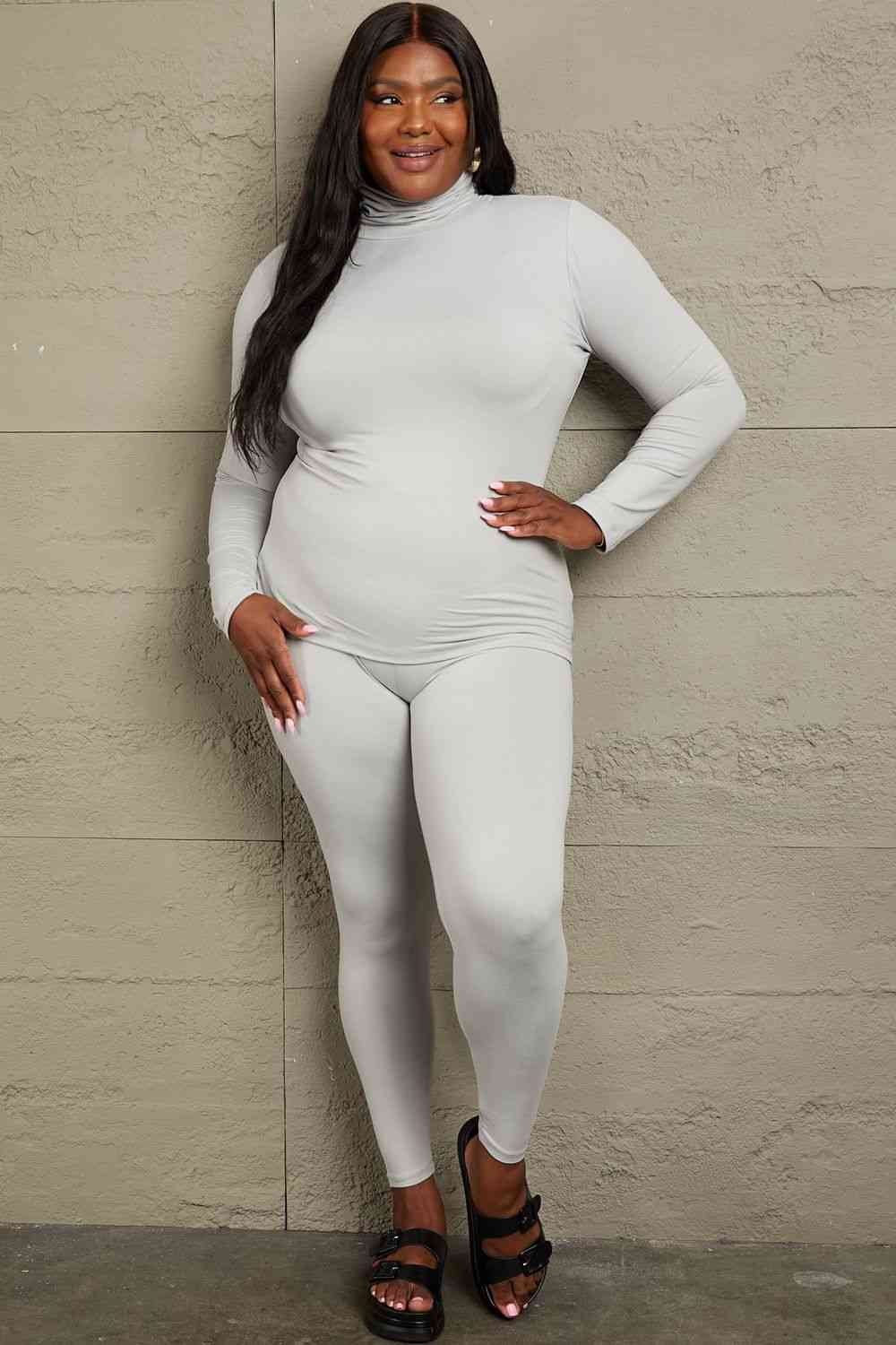 Zenana Friend in Me Full Size Mock Neck Top and Leggings Set - Premium leggings set from Trendsi - Just $34.12! Shop now at Concordia Style Boutique