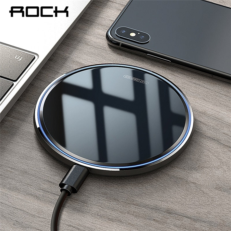 ROCK Metal 15W 10W Wireless Charger Mirror Fast Charging for iPhone 8 X XR XS Max Samsung S10 S9 Desktop Wireless Charger Pad - Premium from Concordia Style Boutique - Just $19.19! Shop now at Concordia Style Boutique