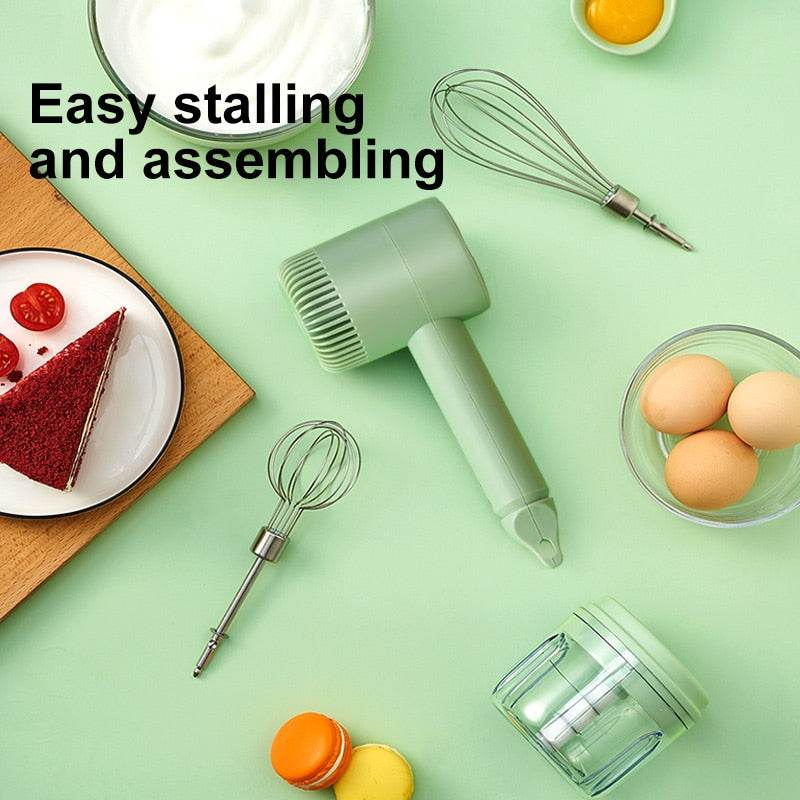 Wireless Portable Electric Food Mixer Hand Blender -3 Speeds - High Power Dough Blender / Egg Beater / Hand Mixer - Concordia Style Boutique