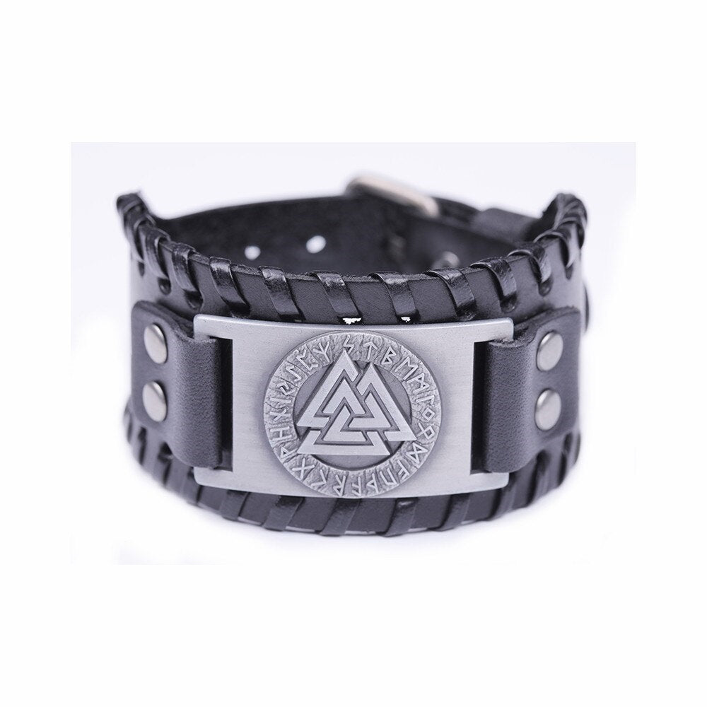 Metal Engraved Scandinavian Viking Nordic Runes Bracelet Men