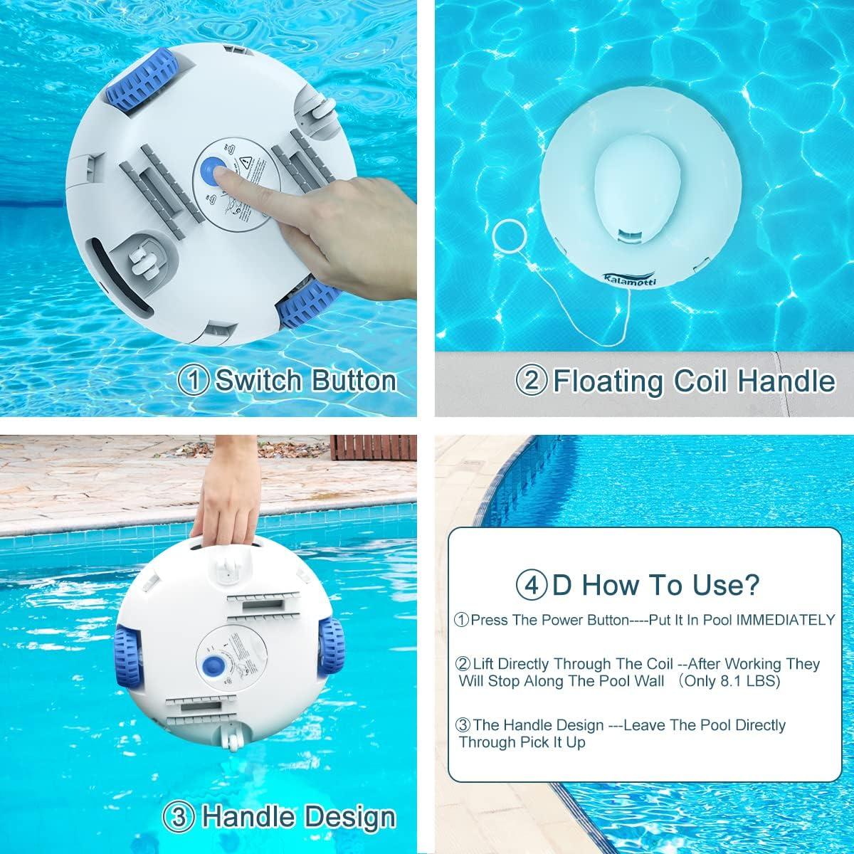 Wireless Robotic Pool Cleaner - Above-Ground Pool Vacuum with Powerful Suction, Rechargeable Battery lasting 140 Minutes - Concordia Style Boutique