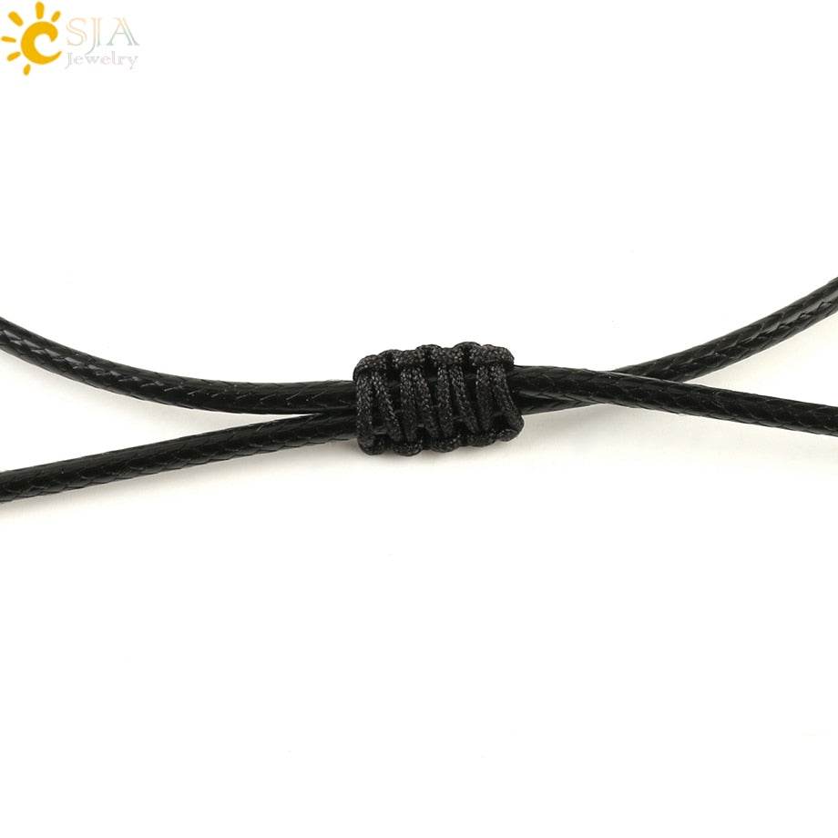 CSJA Natural Stone Cone Pendants Crystal Quartz Black Rope Wrapped Treatment Stones Necklace for Men Female Fashion Jewelry G173 - Concordia Style Boutique