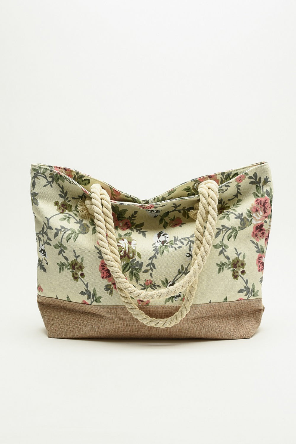 Justin Taylor Floral Rope Handle Tote - Premium from Trendsi - Just $14.14! Shop now at Concordia Style Boutique