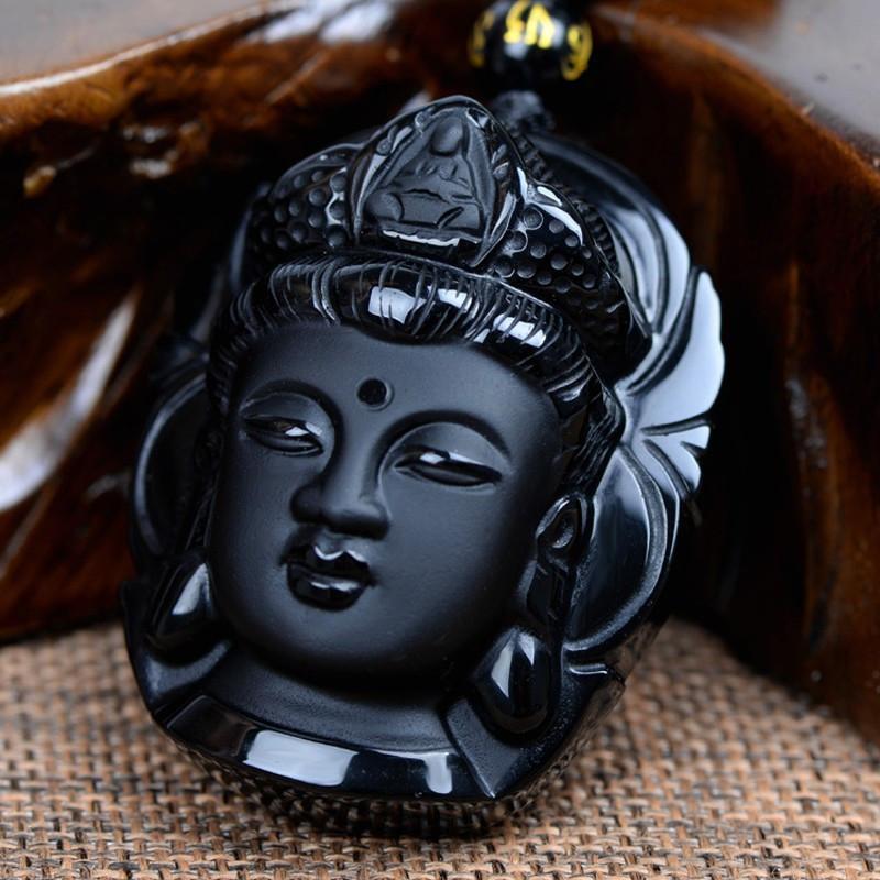 Natural Obsidian Buddah Pendant Necklace - Concordia Style Boutique