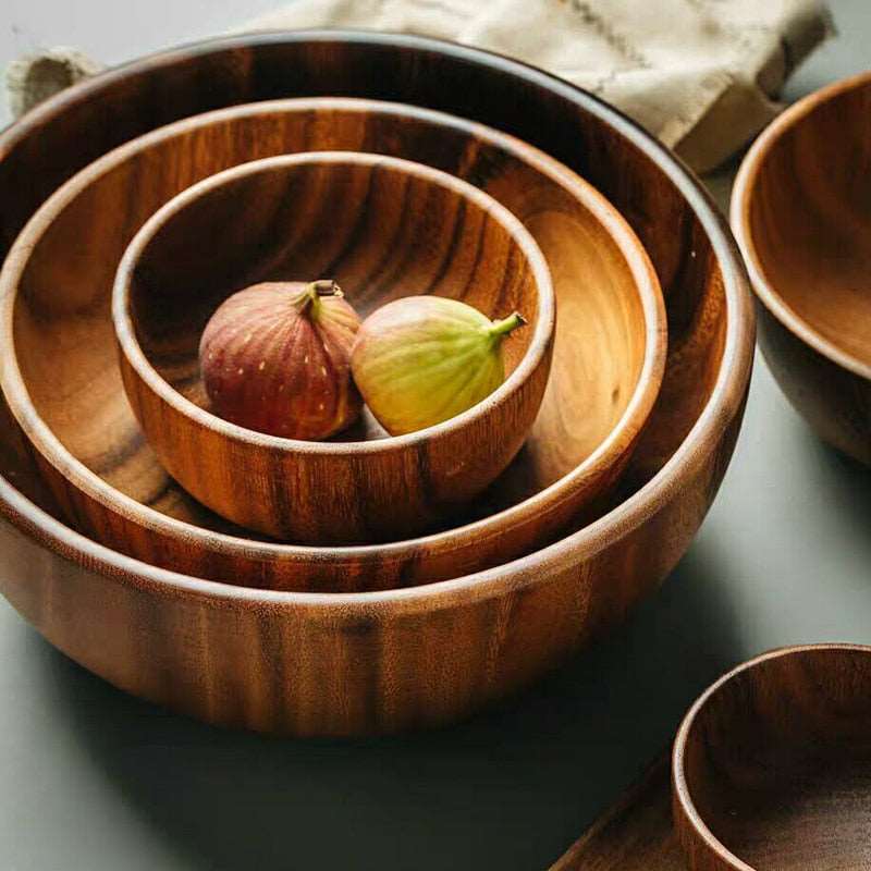 3 size unpainted natural acacia wooden bowl - Concordia Style Boutique