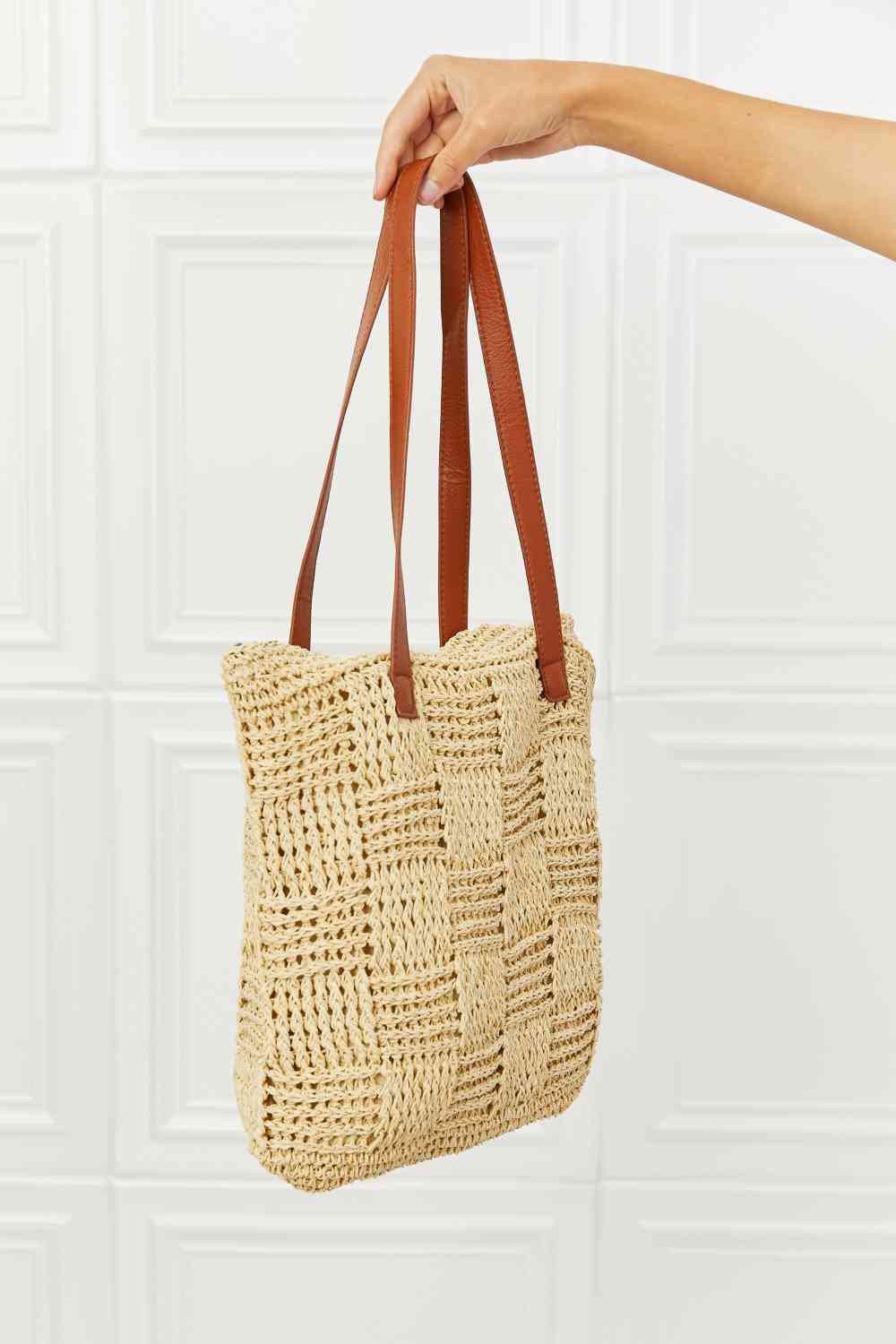 Fame Picnic Date Straw Tote Bag - Premium bag from Trendsi - Just $46.40! Shop now at Concordia Style Boutique