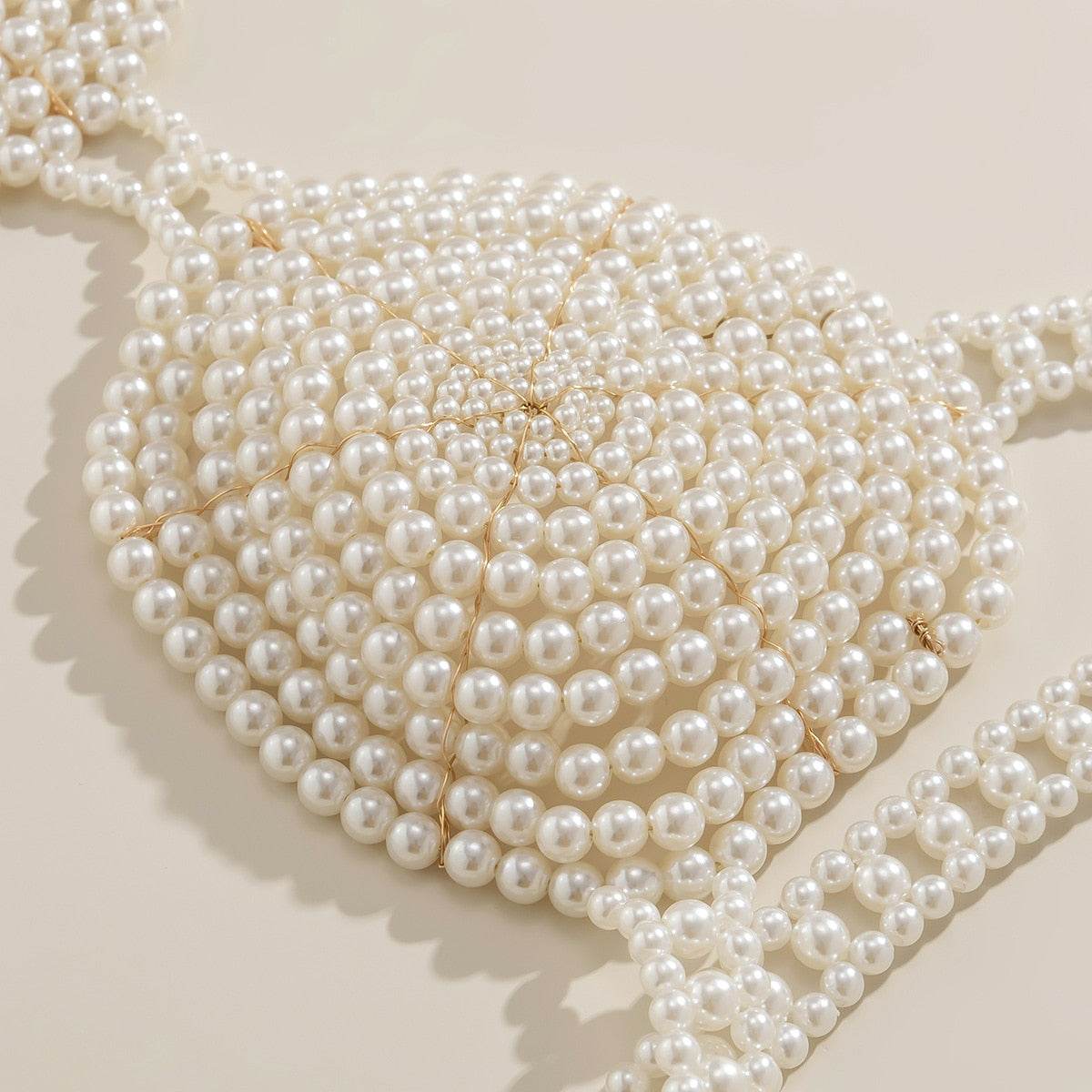 White Beaded Pearl Corset Bra - Concordia Style Boutique