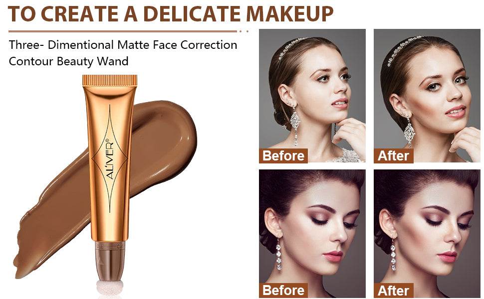 2 Pack Liquid Contour Beauty Wand, Liquid Face Concealer + Hydrating Liquid Blush Pen with Cushion Applicator Attached Easy to Blend, Long Lasting & Smooth Natural Matte Finish Makeup Pencil - Concordia Style Boutique