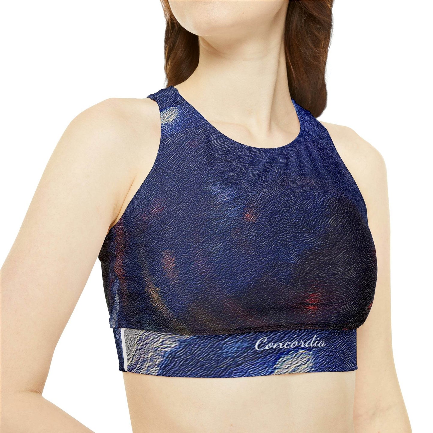 Embossed - High Neck Crop Bikini Top - Concordia Style Boutique