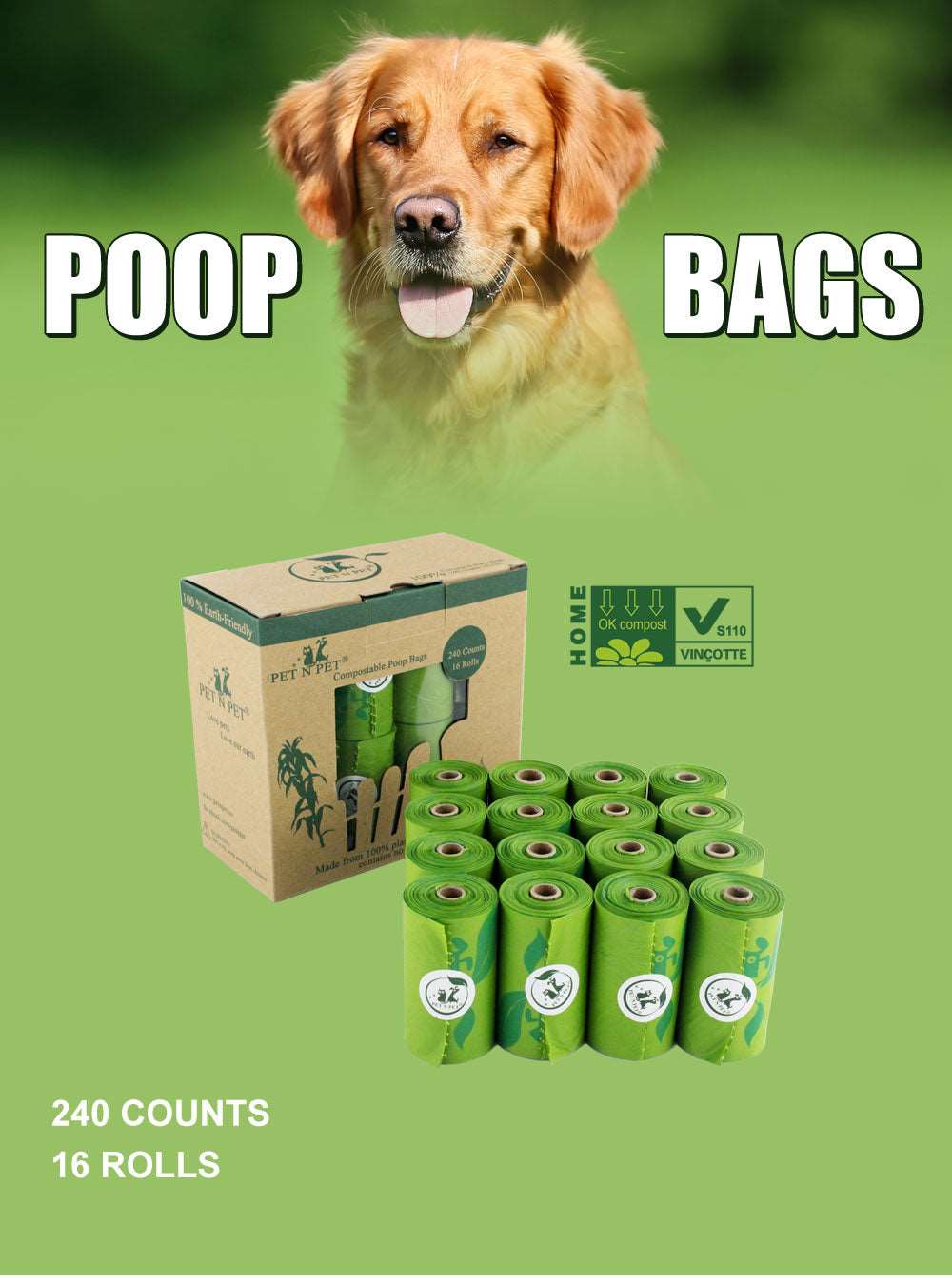 Biodegradable Dog Poop Bags Cornstarch Earth Friendly Zero Waste 17 Micron ASTM D6400 Cat Waste Bag пакеты для собак - Concordia Style Boutique
