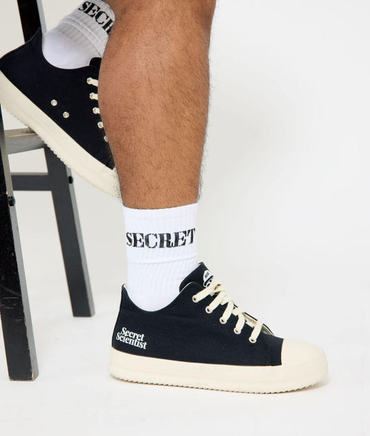 Staple Script Secret Socks - White