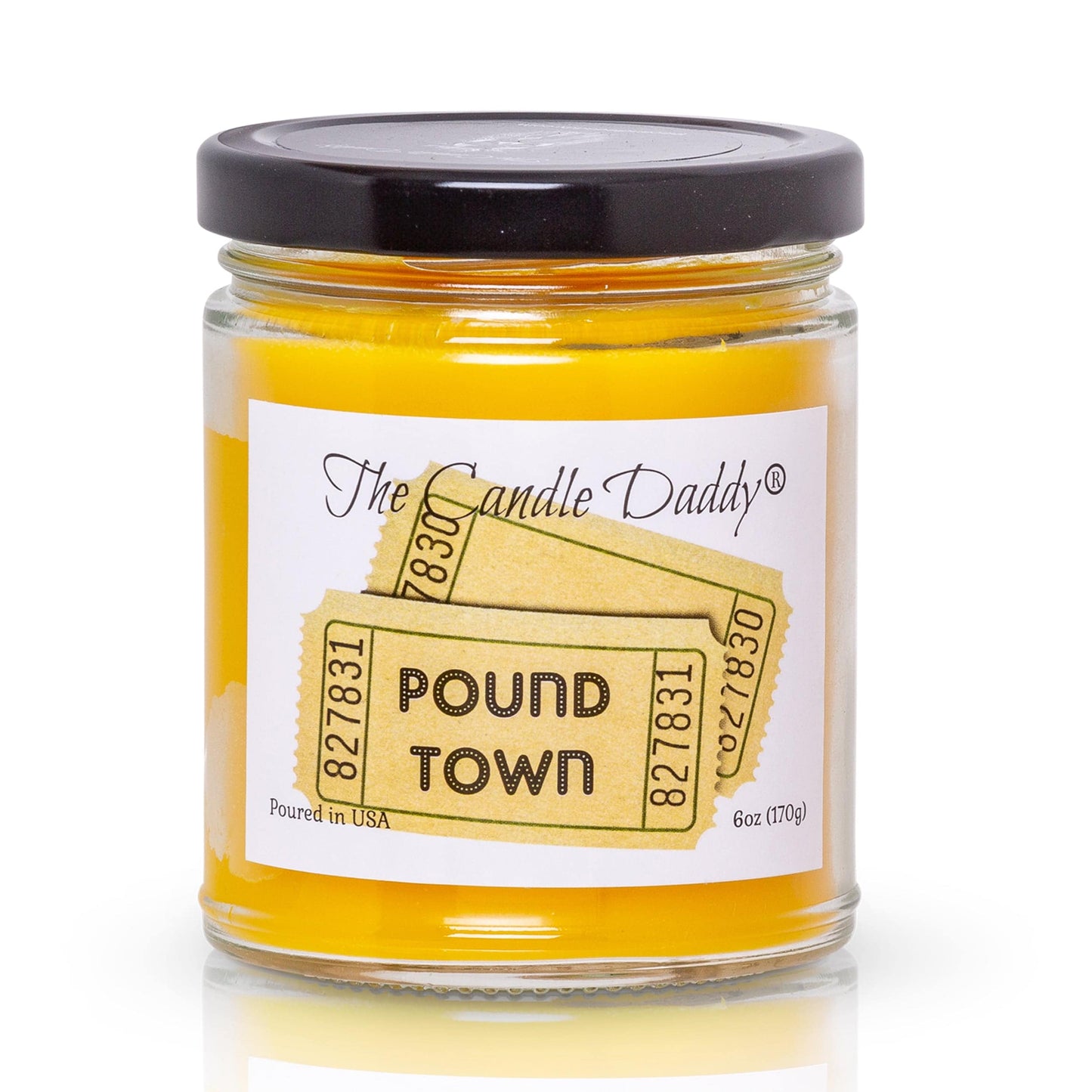 That One Way Ticket To Pound Town - Lemon Pound Cake Scented - Funny 6 oz Jar Candle- 40 hour burn time