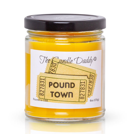 That One Way Ticket To Pound Town - Lemon Pound Cake Scented - Funny 6 oz Jar Candle- 40 hour burn time