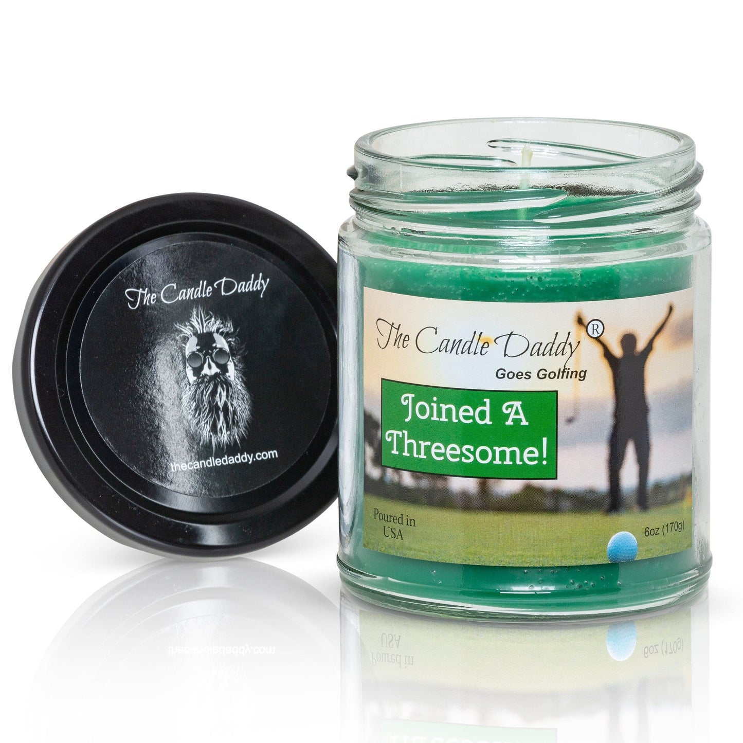 The Candle Daddy Goes Golfing - Joined a Threesome - Fairway Grass Scented 6 Ounce Jar Candle - 40 Hour Burn
