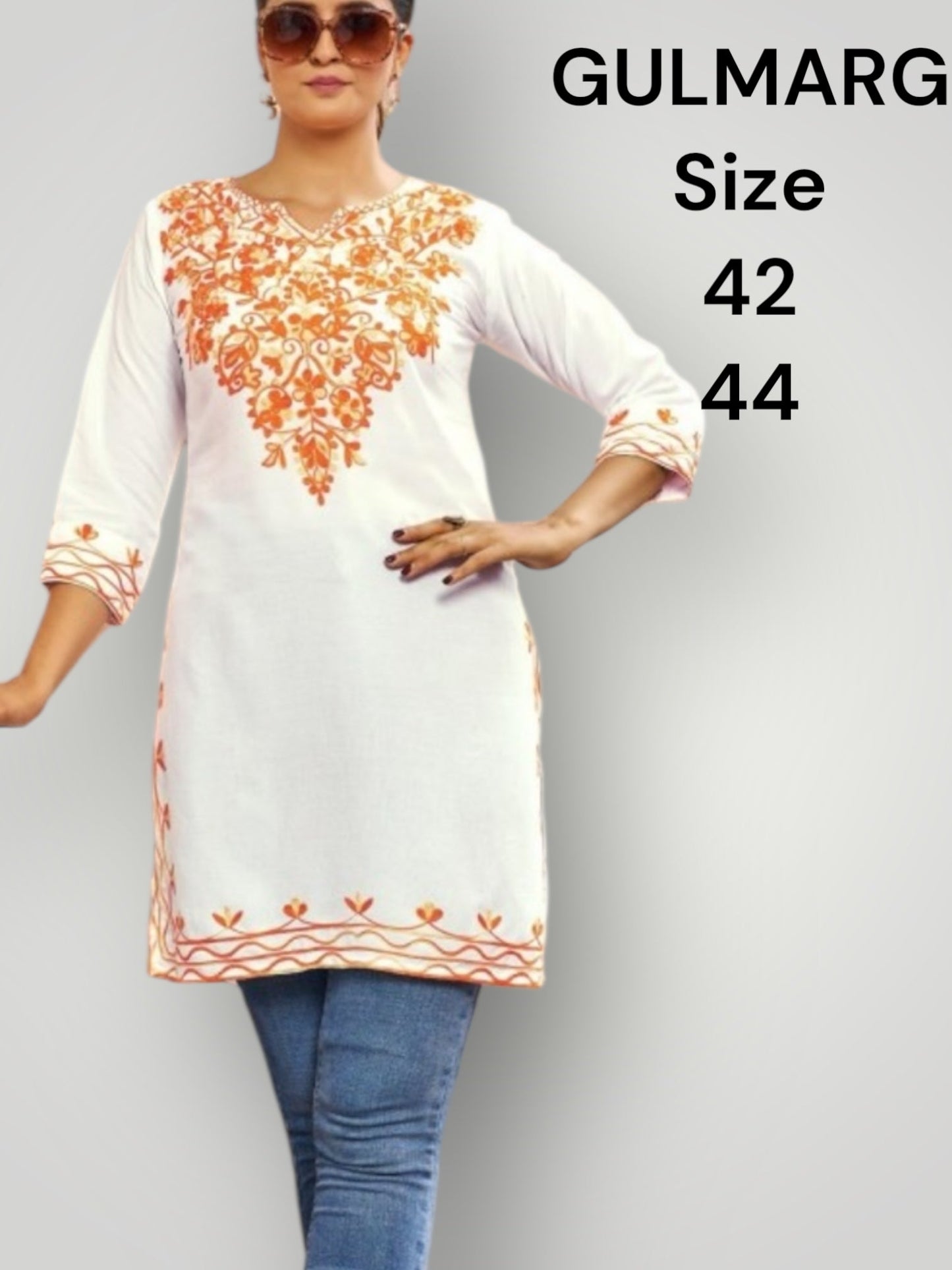 Cotton embroidered short Kurtis