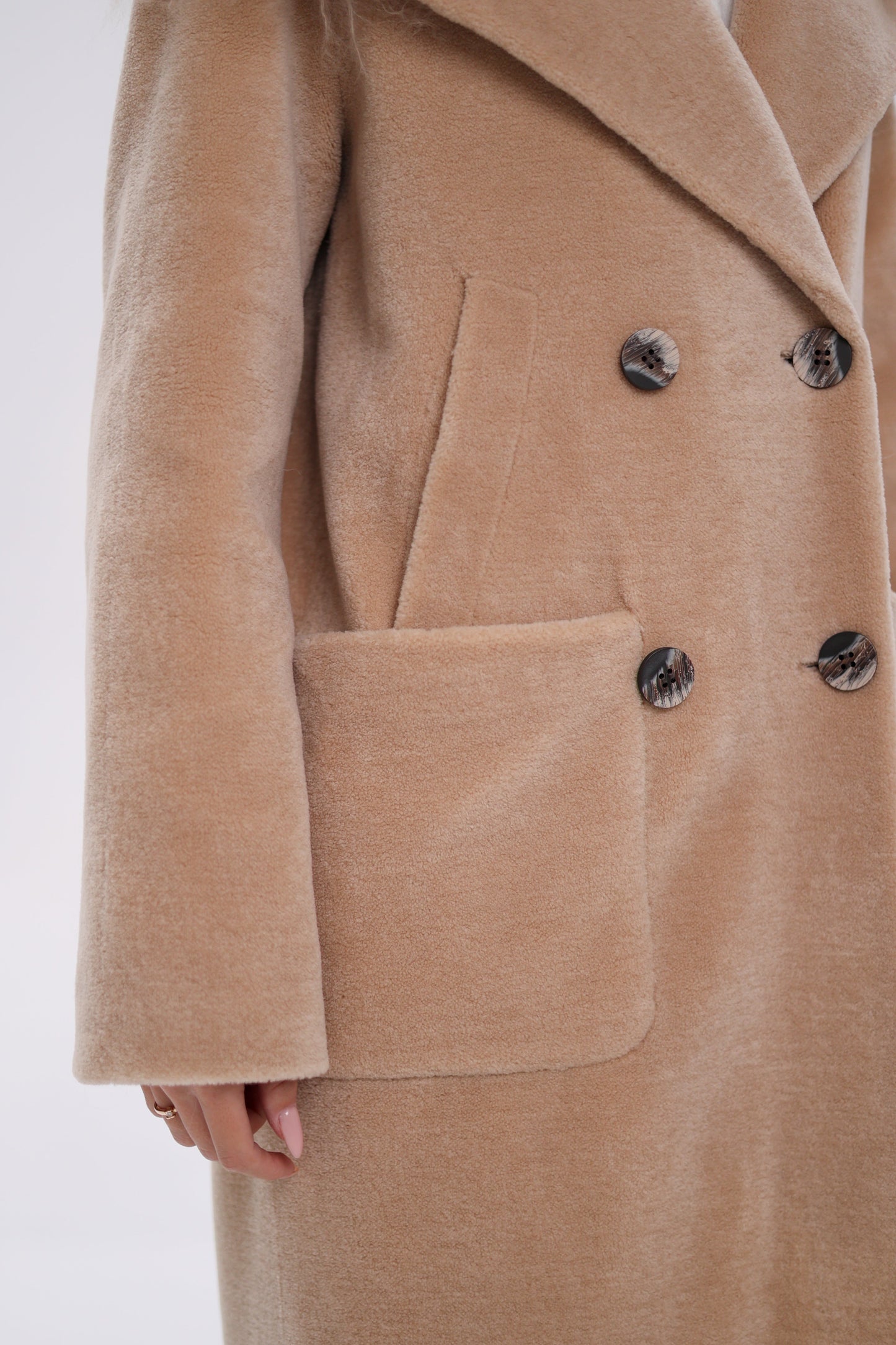 Genuine Lama Fur Virgin Wool Coat