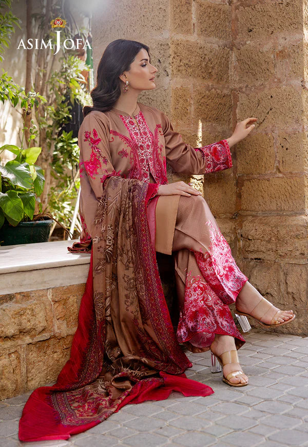 Asim Jofa - AJPB-202 3 Piece Printed Charmeuse Silk