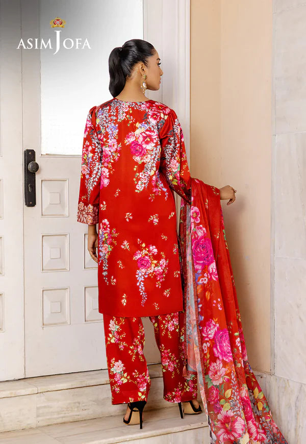 Asim Jofa - AJPB-197 3 Piece Printed Charmeuse Silk