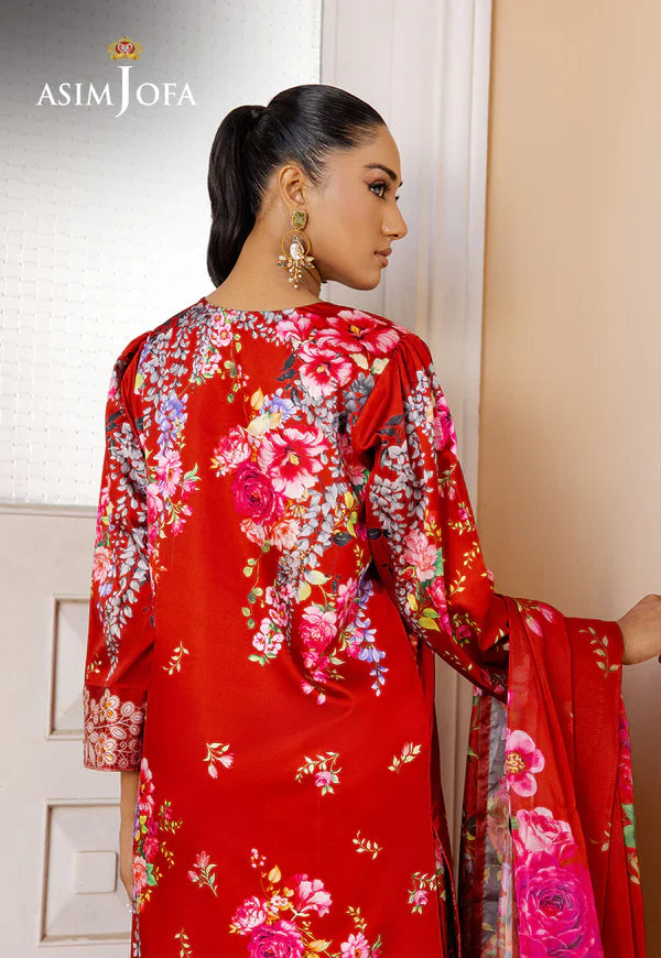 Asim Jofa - AJPB-197 3 Piece Printed Charmeuse Silk