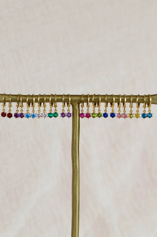 ROUND BIRTHSTONE HUGGIES - Concordia Style Boutique