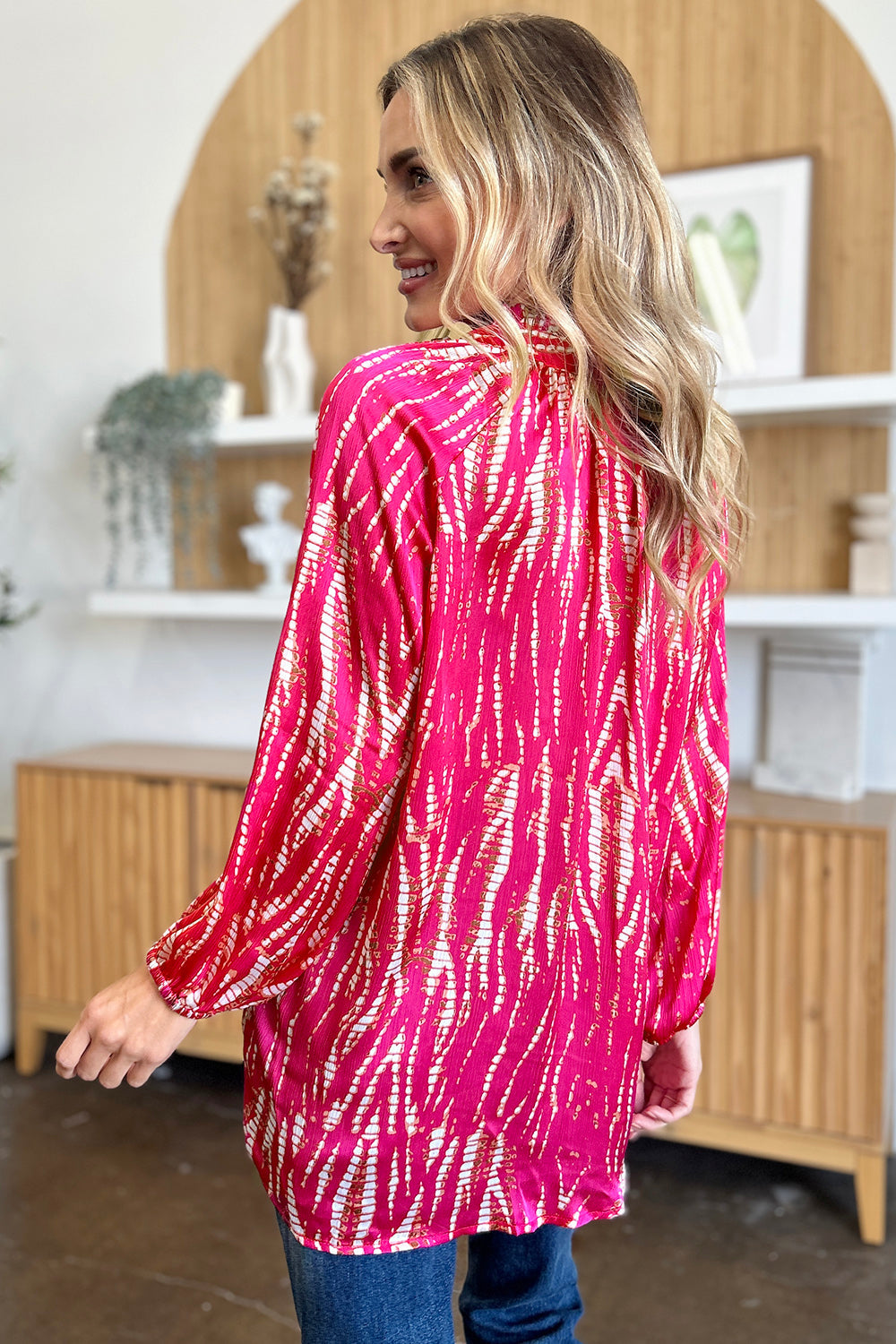 Double Take Full Size Printed Button Up Long Sleeve Shirt - Concordia Style Boutique