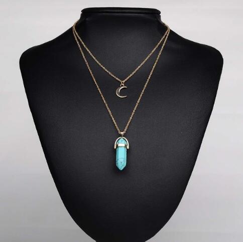 Artilady Natural Opal Stone Moon Choker Necklace – Elegant Crystal Pendant Jewelry - Concordia Style Boutique