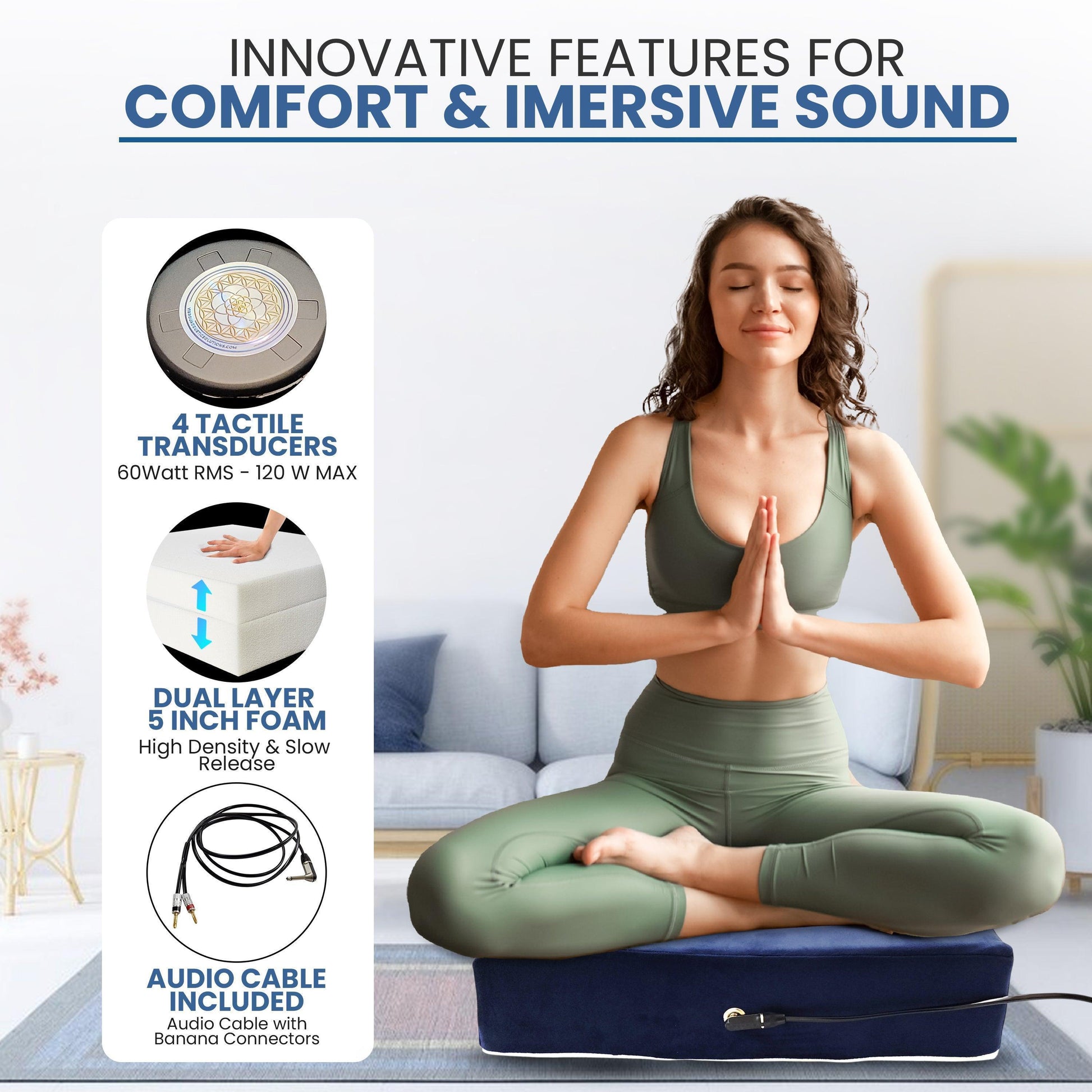 Vibroacoustic Therapy Zafu Meditation Cushion bundle with custom amplifier - Concordia Style Boutique
