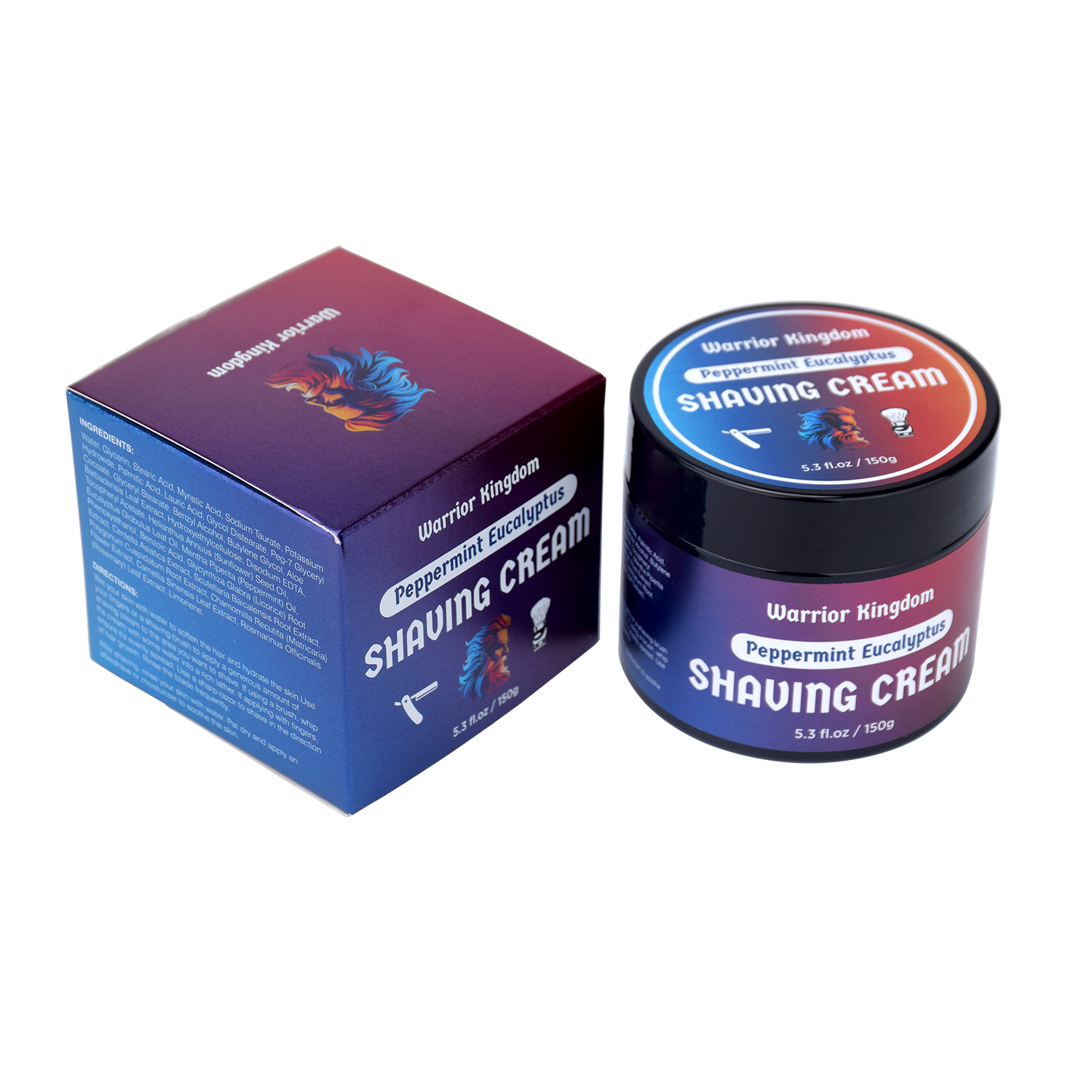 Warrior Kingdom Shaving Cream - Peppermint Eucalyptus for sensitive skin Vegan Paraben free - Concordia Style Boutique