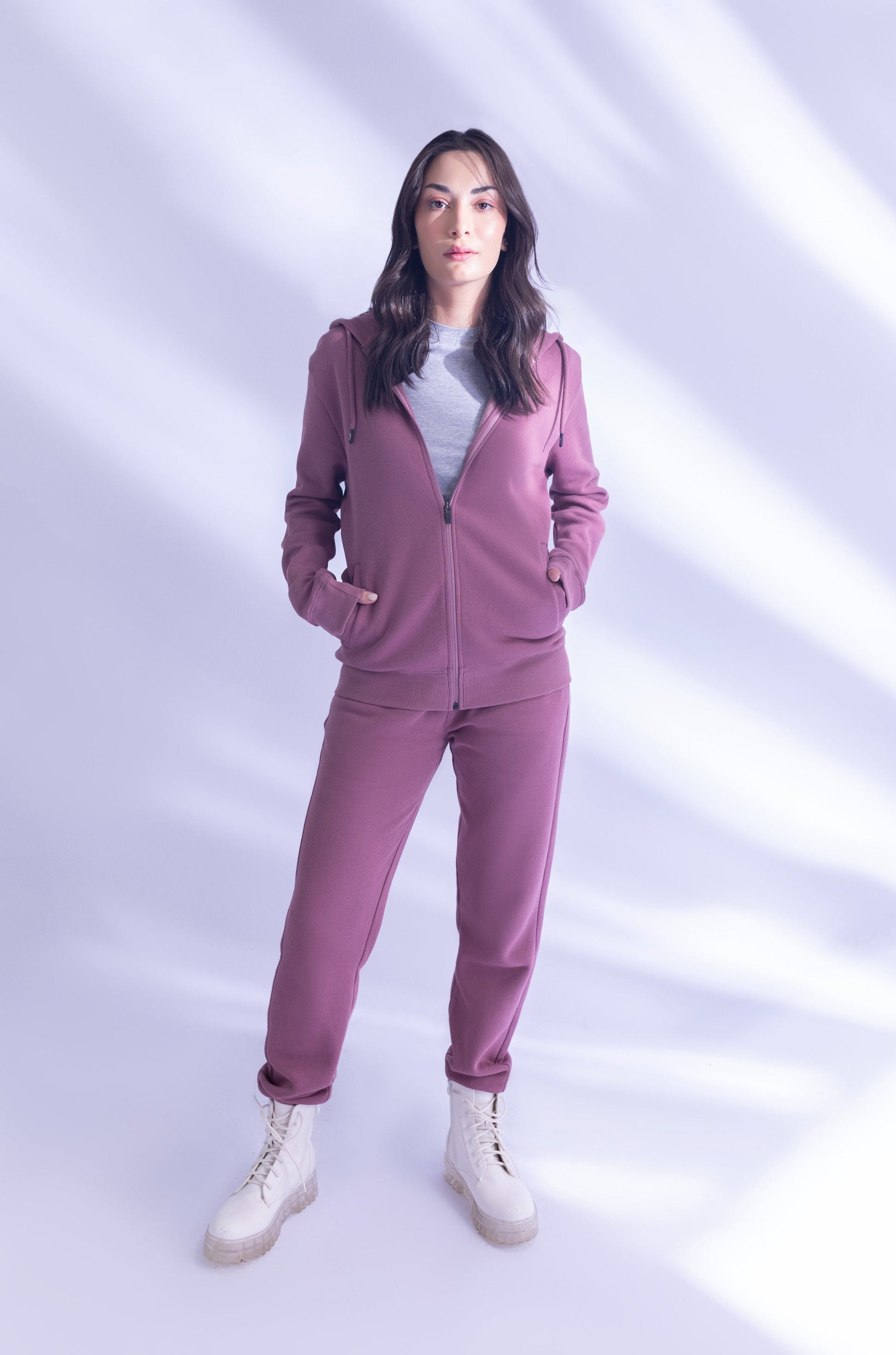 Zipper Hoodie - Mauve Pink - Concordia Style Boutique