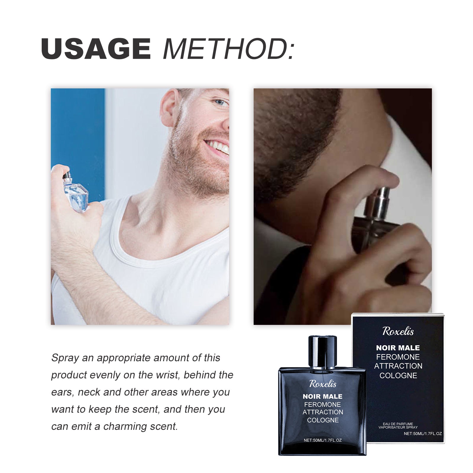 Roxelis Noir Men's Feromone Attraction Cologne - Refreshing - Mild Not Pungent - Lasting Fragrance - Premium Cologne from Concordia Style Boutique - Just $17.26! Shop now at Concordia Style Boutique