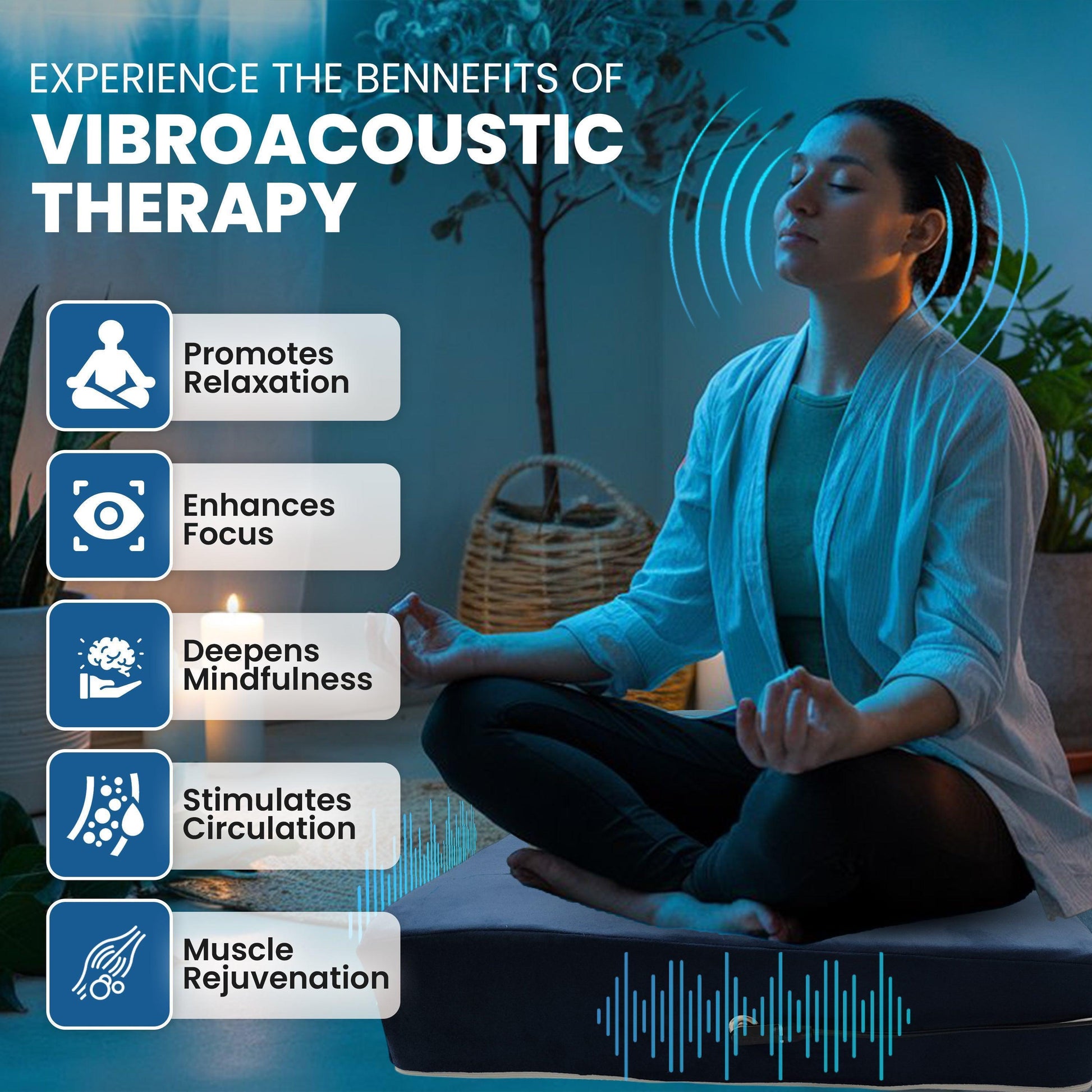 Vibroacoustic Therapy Zafu Meditation Cushion bundle with custom amplifier - Concordia Style Boutique