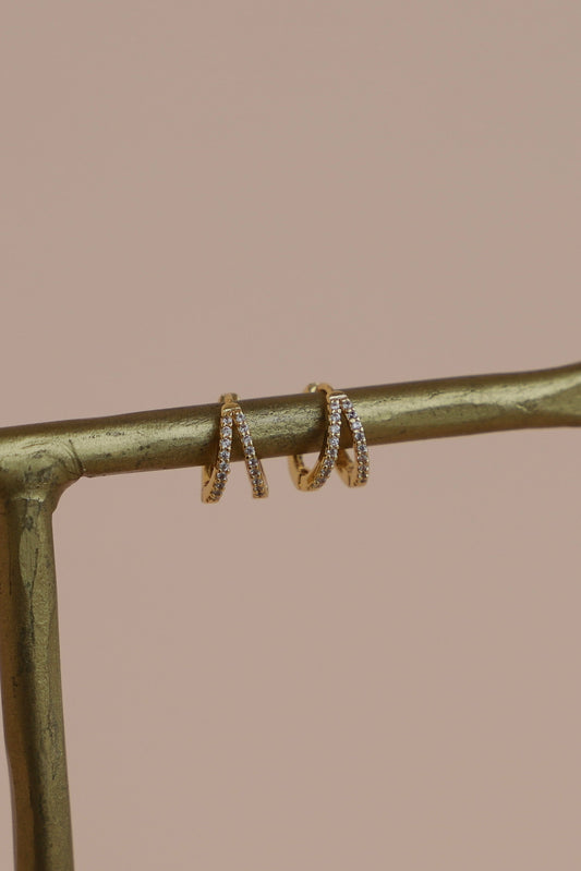 DOUBLE CZ HUGGIE HOOPS - Concordia Style Boutique
