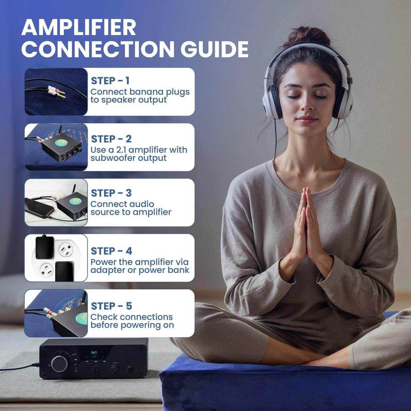 Vibroacoustic Therapy Meditation Cushion bundle with custom amplifier - Concordia Style Boutique