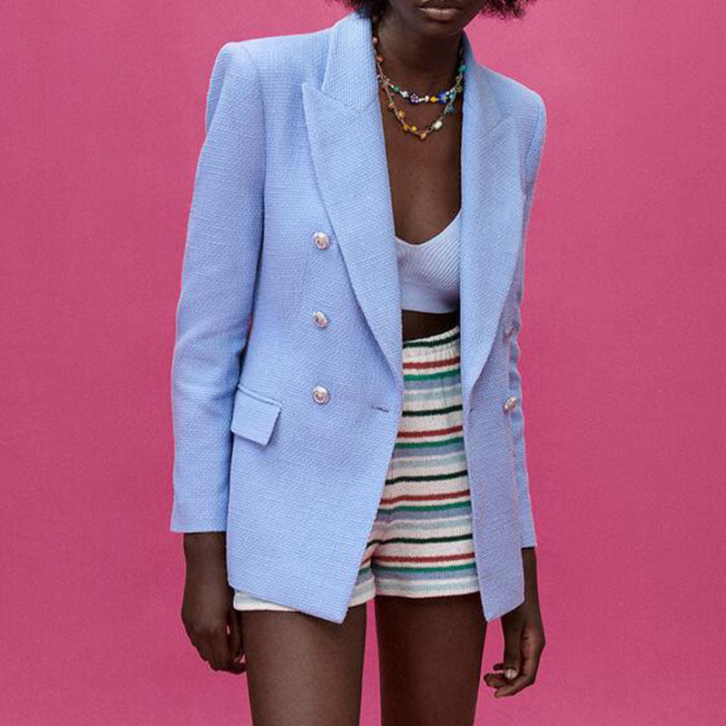 Women's Textured Double-breasted Blazer