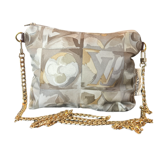 Au Fils du Temps Logo Vintage Silk Scarf Crossbody Bag