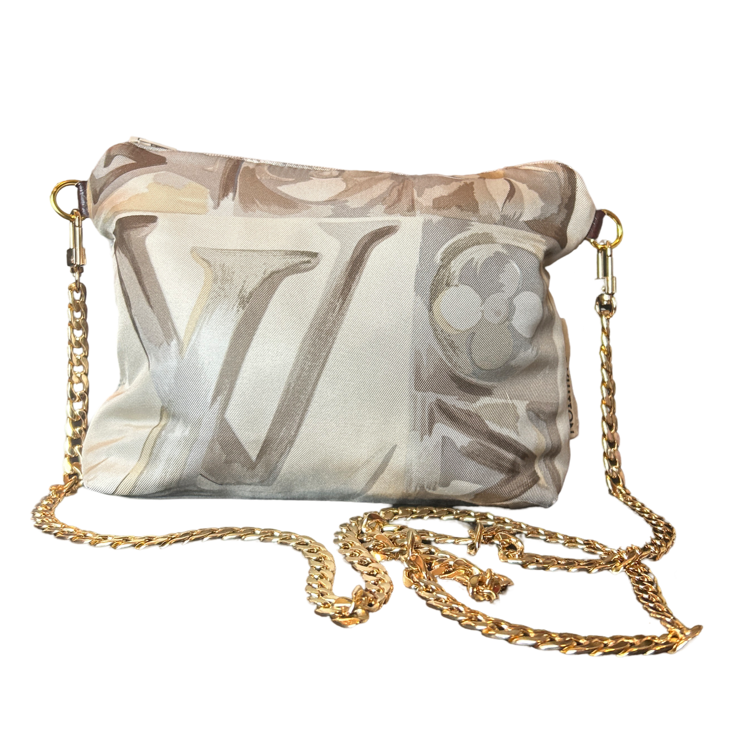 Au Fils du Temps Logo Vintage Silk Scarf Crossbody Bag