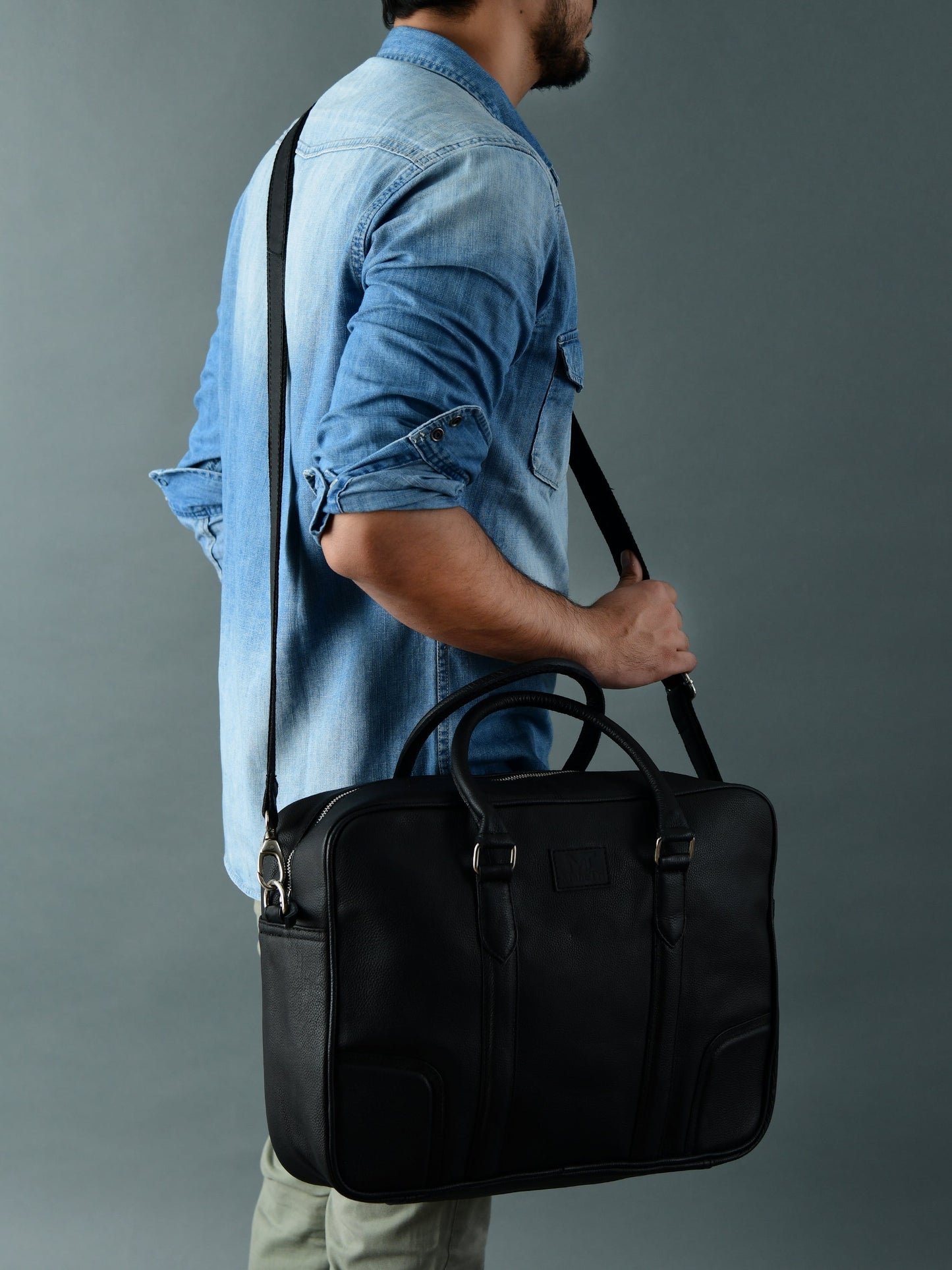 Texas Black Leather Briefcase - Concordia Style Boutique