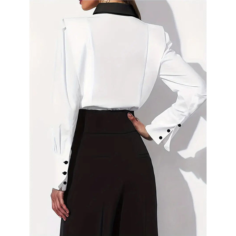 Women’s Black White Colorblock Shirt