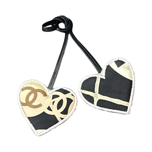 CC Camellia Scarf Double Heart Bag Charm