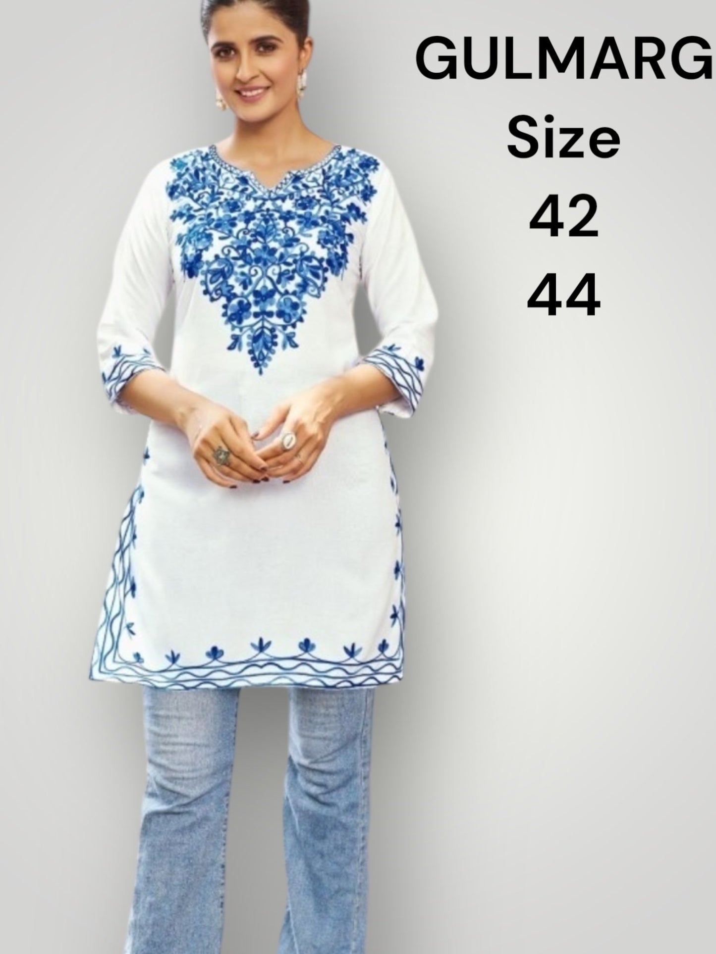 Cotton embroidered short Kurtis