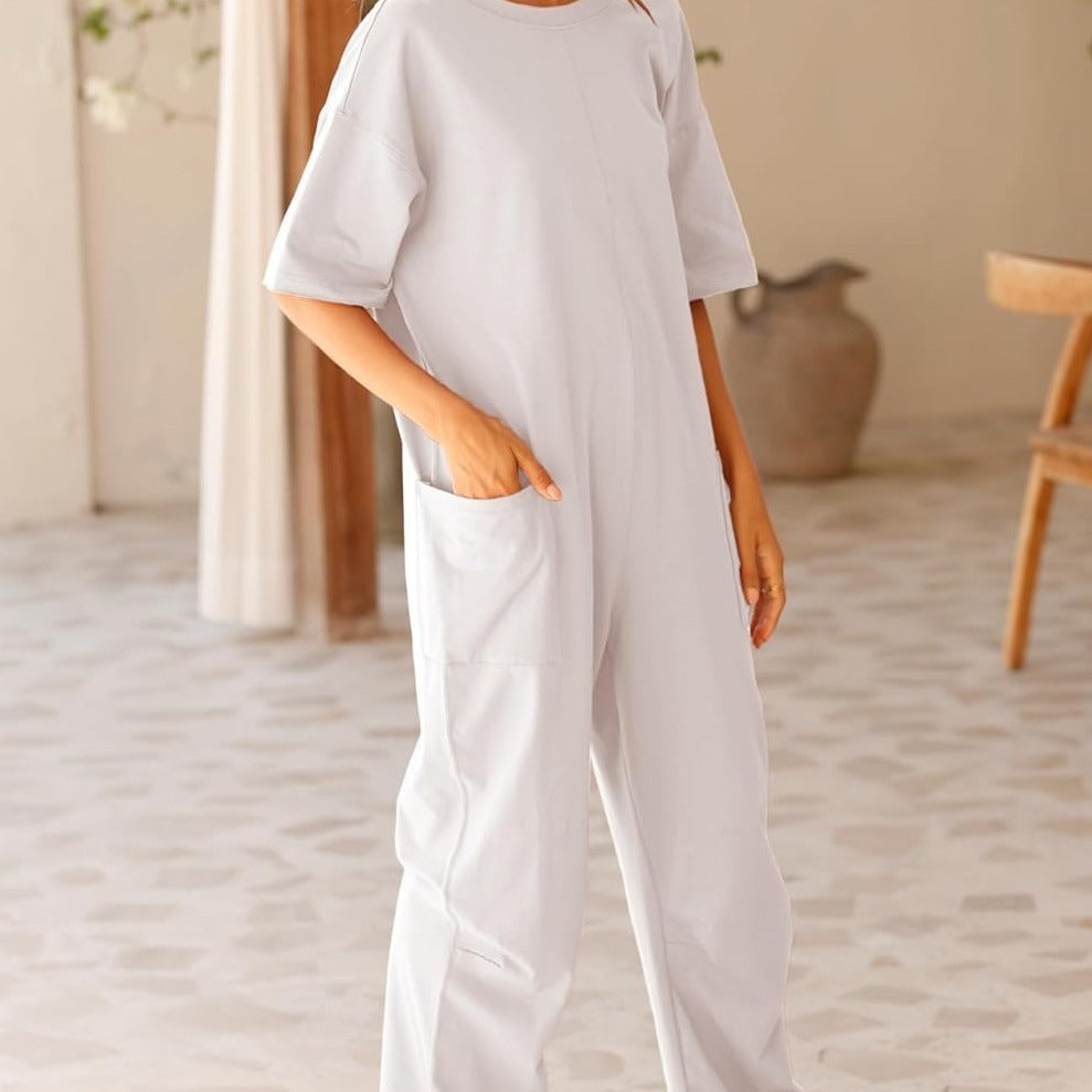 Women's Stretch V-neck Jumpsuit With Pockets - Premium Women's Stretch V-neck Jumpsuit With Pockets from Concordia Style Boutique - Just $14.98! Shop now at Concordia Style Boutique