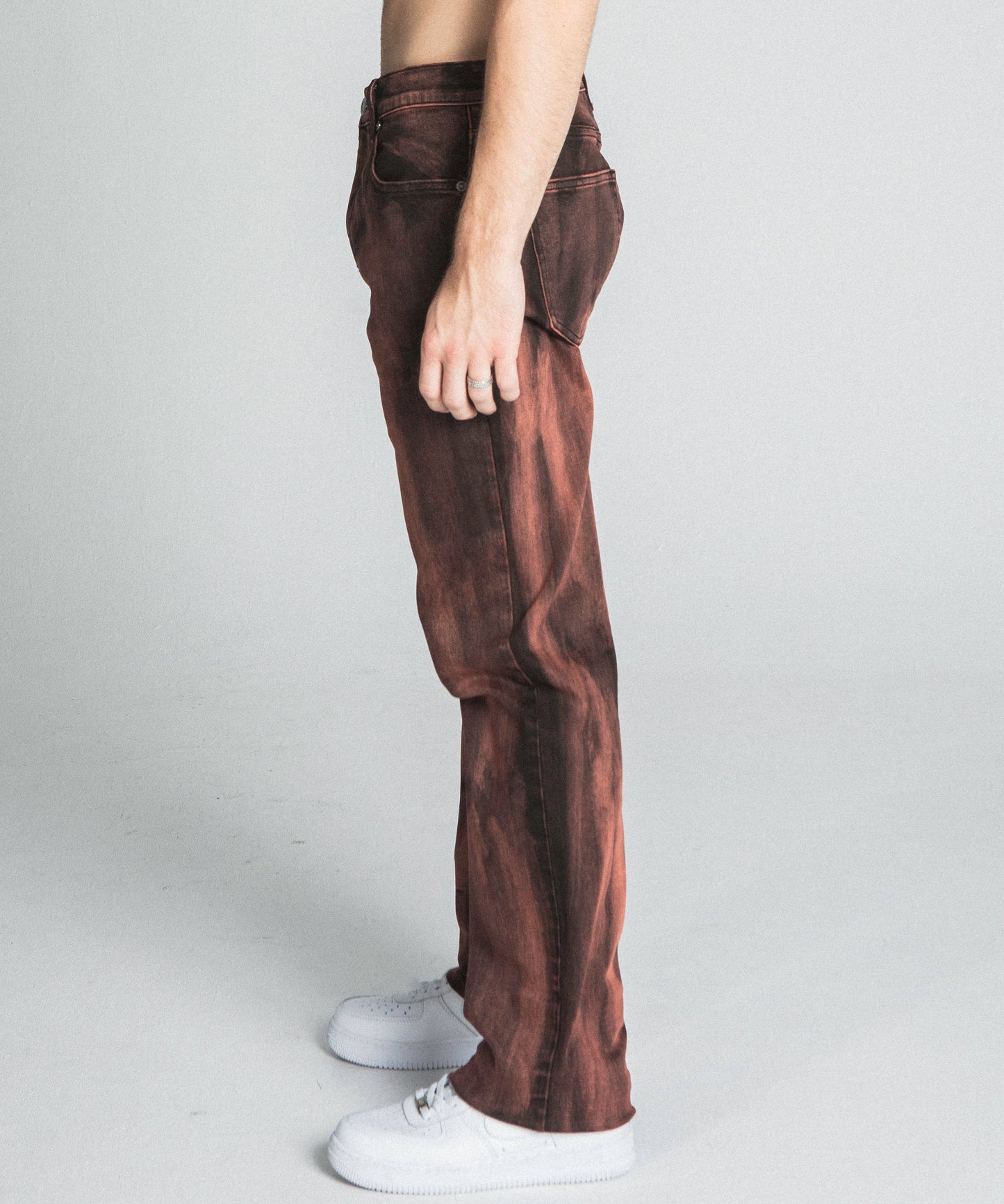 AJ05ST BROWN WASHED STRAIGHT JEANS